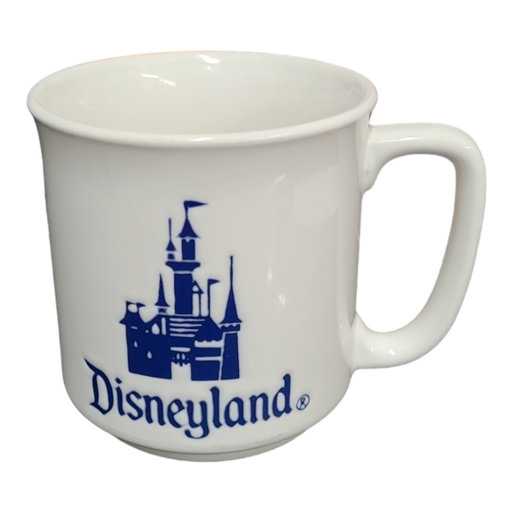 Vintage Disneyland Castle Coffee Mug White / Blue - Made in Japan, Walt Disney